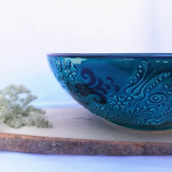 Handmade Turquoise Ceramic Bowls, that add the difference to modern life with traditional design, Ramen bowl, Salad Plate, Mother's day gift