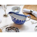 Vintage Blue and White Tableware. Antique Ceramic Plates, Cups & Saucers, Milk Jug and Gravy Boat in Blue/White Floral, Retro, Scenic Design