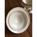 Old earthenware tureen on foot stamped Amandinoise St Amand Model "Muguet"
