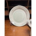 FOUR PLACE SETTINGS Vintage Corelle Corning Ware "Calico Rose": (4) Mugs, (4) Cereal Bowls, (4) Dinner Plates