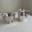 Paul Revere Reproduction Silver Plate Creamer and Open Sugar Cubes, entertaining tea party coffee set, classic elegant design
