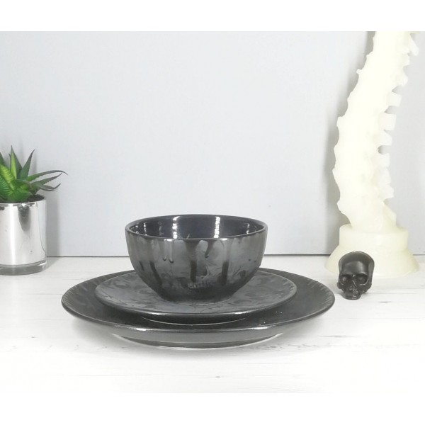 Matte Black, Skull Dinner Set, Gothic Lunch, Alternative Coupe Plate, Black Bowl, Hand Painted Ceramic, Gift Present, Weird And Wonderful
Seller details