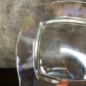 Vintage Set of 8, Clear Rainbow Iridescent Opalescent Lusterware Freeform Square Colorful Glowing Thick Heavy Glass Salad Plates