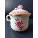 Herend porcelain, pot de creme, lidded cup, purple-gold