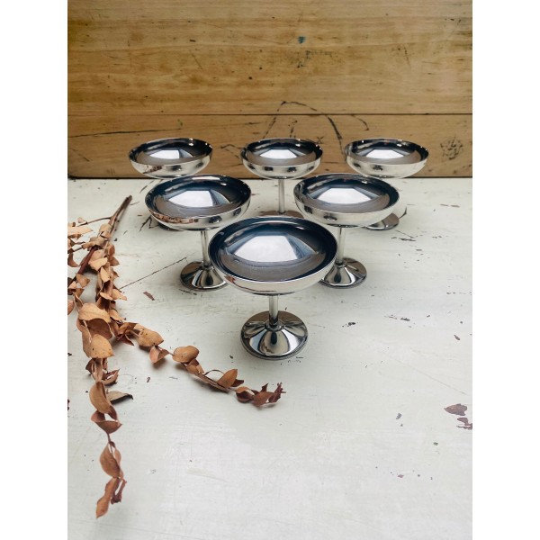 Set of 6 stainless steel ice cream cups