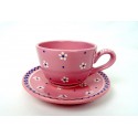Gmundner Keramik Porcelain Austria 4 Pink Enamel Flowers 2 5/8" Cup & Saucer Set
Seller details