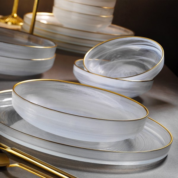 Handmade Organic Glass 18 Piece Dinner Set for 6 Persons
