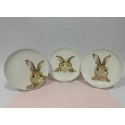 Bunny Plates Set of 3 Dessert /  Appetizer 6" Plates Easter from Potter's Studio