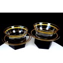 Elegant Glass Gold Laurel Band 4 Piece 1 7/8" Dessert Bowls With Underplate
Seller details