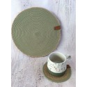 Green placemats set of 4 & bread basket coasters set for dinning table jute placemats bread bag coaster set housewarming gift table decor