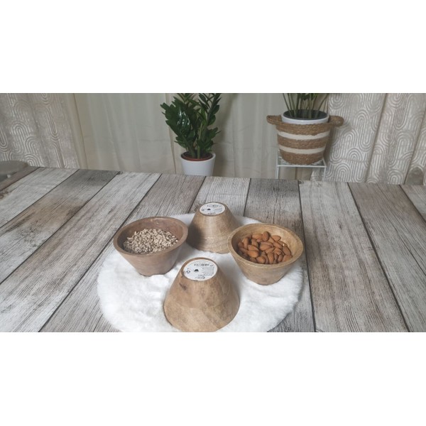 Set of 4 mango wood bowls