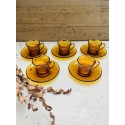 Set of 5 Duralex Amber Glass Espresso Cups with Saucer