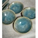 Four Sushi Plates, Rice Cups, Soy Dishes | Handmade, Ceramic | Turquoise Blue Glaze | Japanese | Dining, Sashmi, Dinner Set, Special Gift,