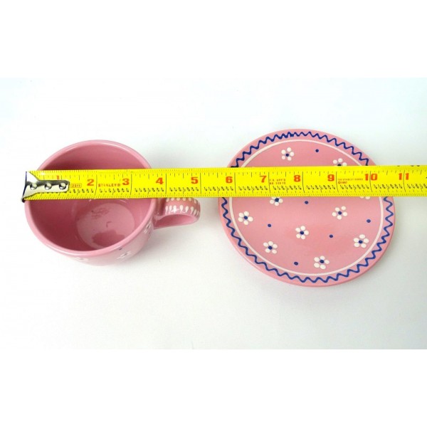 Gmundner Keramik Porcelain Austria 4 Pink Enamel Flowers 2 5/8" Cup & Saucer Set
Seller details