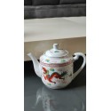 Fine Chinese porcelain tea set/1 teapot + 6 cups. Decor Traditional Chinese Dragons/Phoenix Feng shui. Rose Family Style