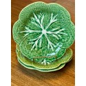 Bordallo Pinheiro Green Cabbage Plates | Chip & Dip | Double Salt Dip