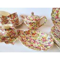 Vintage 40s 50s James Kent Fenton DuBarry Made in England Chintz Floral Du Barry China Dishes Teapot Serving Plates Teacups Bowls Creamer