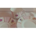 Very Pretty Old Royal Vintage English Bone China Pink and White Striped Floral Tea Set Trio, afternoon tea, tea party