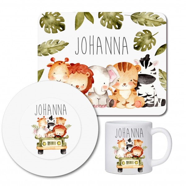 Children's tableware set personalized with name / breakfast board children's plates and cups with name / Safari
Seller details