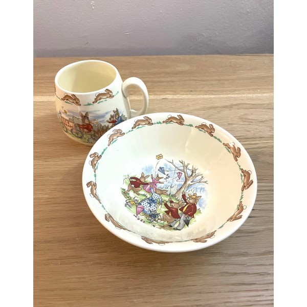 Vintage Royal Doulton Bunnykins Cup and Bowl , Bone China