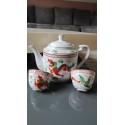 Fine Chinese porcelain tea set/1 teapot + 6 cups. Decor Traditional Chinese Dragons/Phoenix Feng shui. Rose Family Style