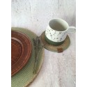 Green placemats set of 4 & bread basket coasters set for dinning table jute placemats bread bag coaster set housewarming gift table decor