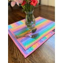 Handmade Easter-Themed Placemat with Thick Stabilizer - Blue, Pink, Yellow, and Purple Polka Dots - Machine Washable