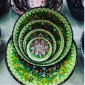Set of 6 ceramic bowls with eye-catching colors, completely hand-embroidered