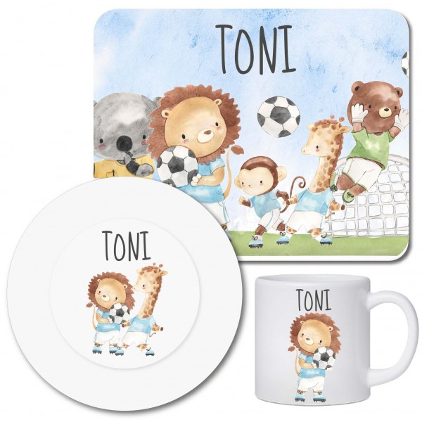 Children's tableware set personalized with name / breakfast board children's plates and cups with name / football
Seller details