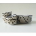 Brown and white Mid Century bowl set, made in Holland