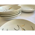 56 Pc. Set, 1960s Bone China, Correct Table Service, Eternal Harvest Gilt Gold Accent, Plates, Bowls, Cups, Saucers, Mid Century Hosting