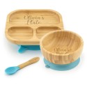 Personalised Bamboo Childrens Dining Set Spoon & Bowl - Custom Engraved Tiny Dining Set 1st Birthday 1st Christmas Weaning Set