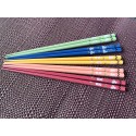 Set of 5 Pairs of Handcrafted Basic Japanese Chopsticks - Bunnies in Pastel Colour