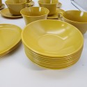 Vintage Allied Chemical Melamine Harvest Yellow Coffee Cups Bowls Plates 24 Ct