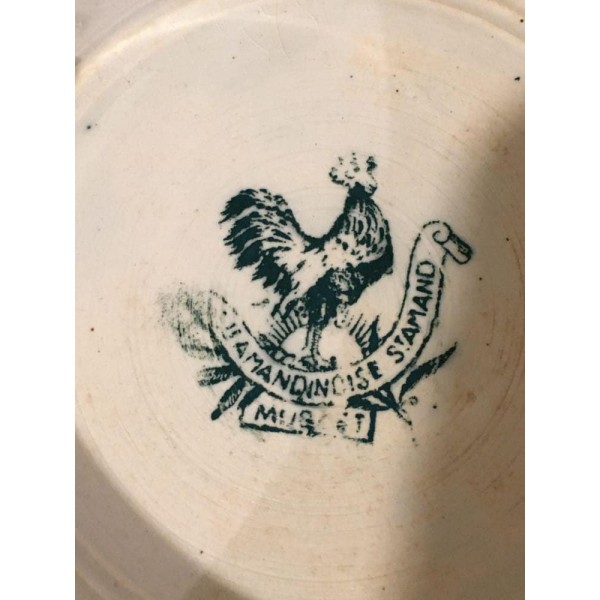 Old earthenware tureen on foot stamped Amandinoise St Amand Model "Muguet"