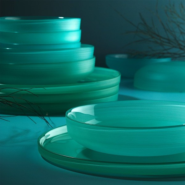 Handmade Organic Glass 18 Piece Dinner Set for 6 Persons