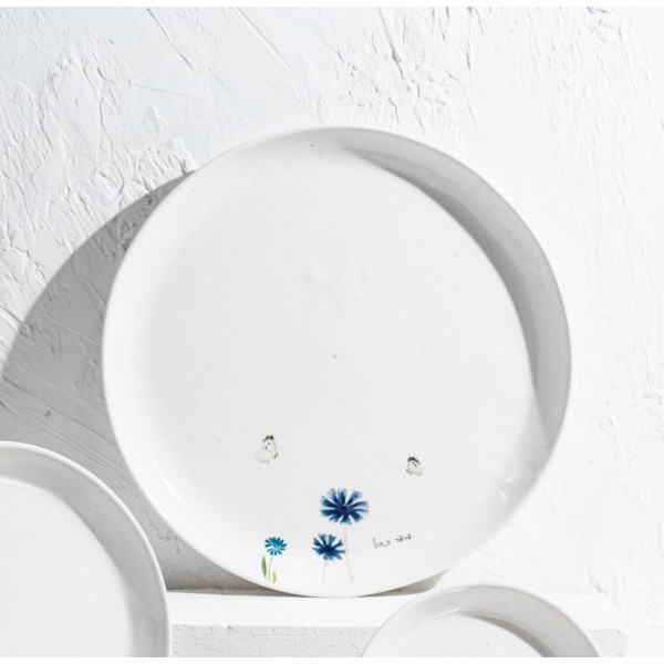 Large Ceramic Dinner Plate, 1 Piece, Inspired by Wildflowers, Wildflowers Main Course Plate, Kitchen Pottery Gift, Tableware, Jewish Holiday