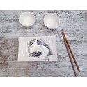 Handmade ceramic sushi tableware, Sushi plate and bowl, ceramic tray