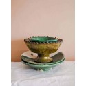 Moroccan Vintage Tamegroute Green Glazed Copper Trimmed Nesting Bowls S, M, L, Handmade Ceramic Serving Bowl, Home Decor Pottery