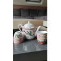 Fine Chinese porcelain tea set/1 teapot + 6 cups. Decor Traditional Chinese Dragons/Phoenix Feng shui. Rose Family Style