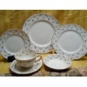 Federal Shape Syracuse China. Pattern: Suzanne. 6 Piece Place settings and individual pieces.